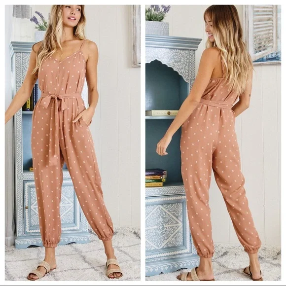 #05 Martine Chic Belted Waist Jogger Side Pocket Jumpsuit - Picture 3 of 5